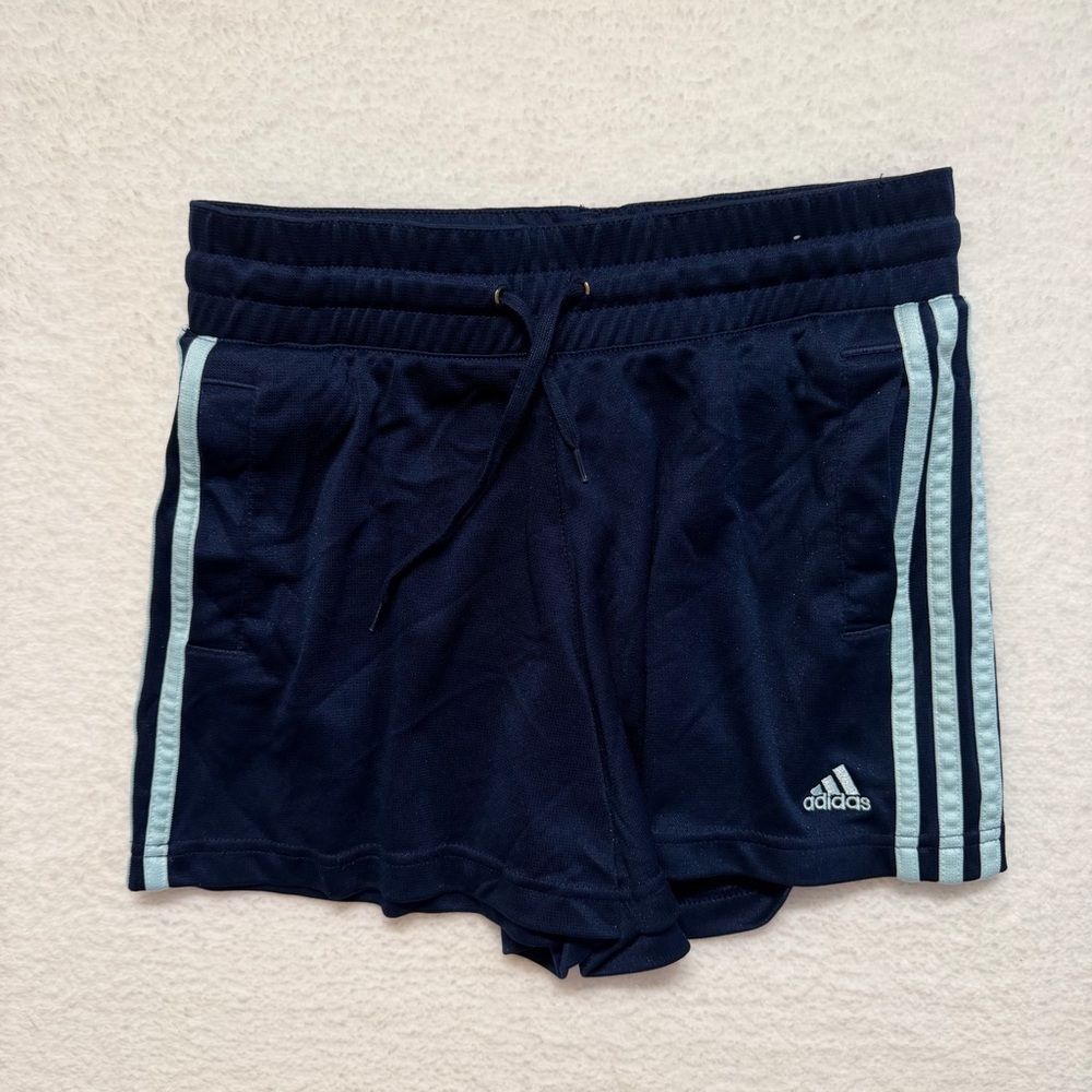 ADIDAS Women's Shorts size medium Clima365 Climalite Blue w/ blue stripes 229146